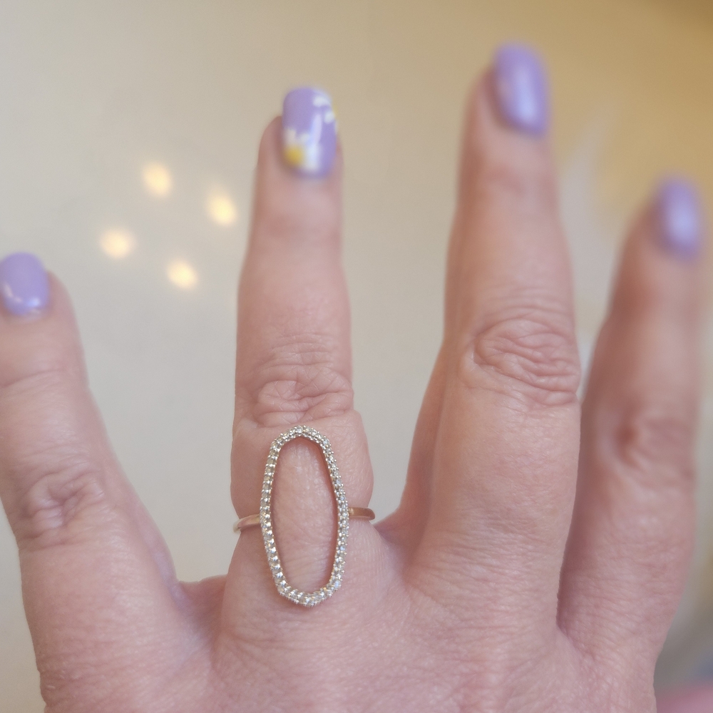 Kendra Scott Silver Oval Pave Ring - Picture 4 of 7